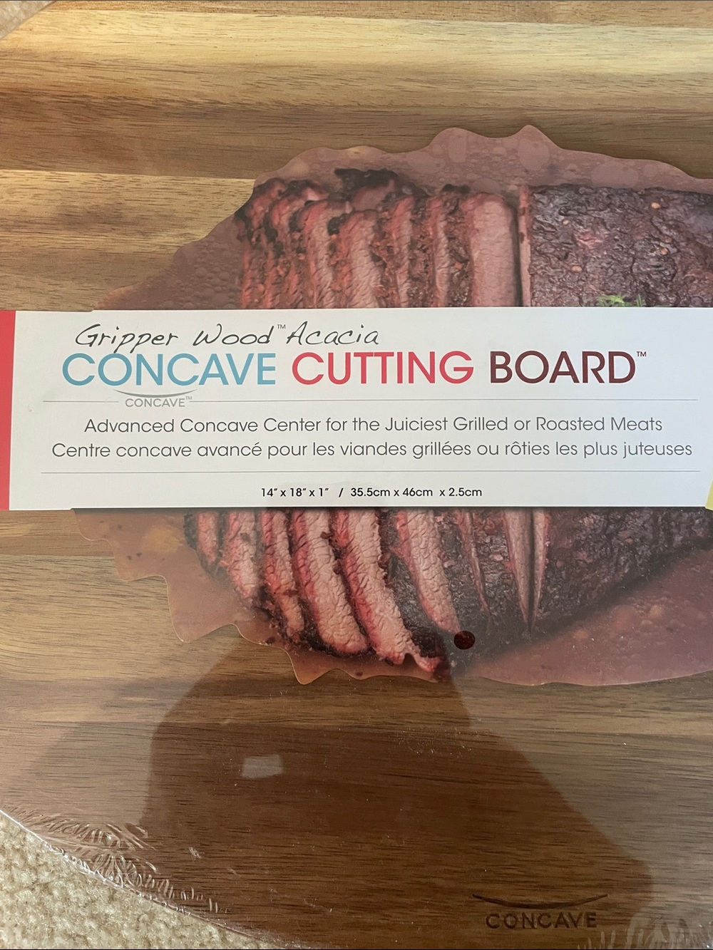 Architect Concave Acacia Cutting Board - Brown, Red, Yellow - Picture 2 of 6